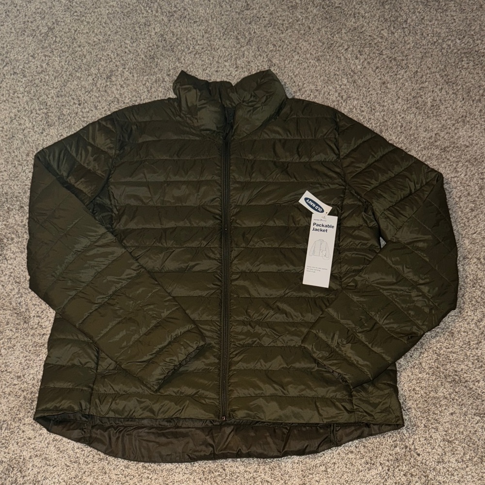 Old Navy Women's Puffer Jacket - Olive Green